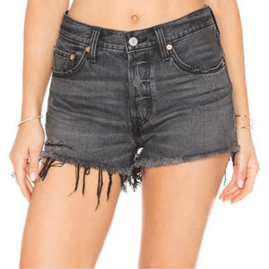 Levi’s 501 Raw Hem‎ Shorts in Slashed Black